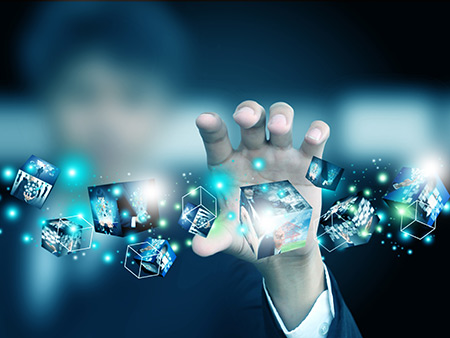 hand pointing at data capture tiles